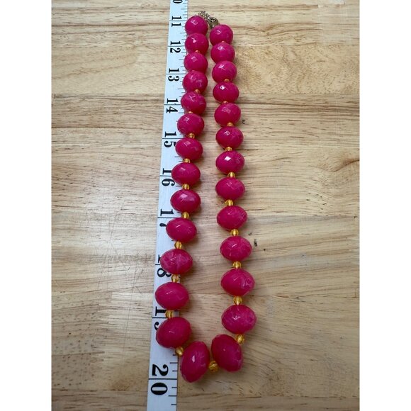 J. Crew Chunky Beaded Pink Statement Necklace With Gold-Tone Accents & Lobster C - Picture 7 of 10